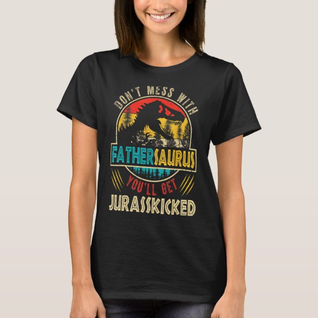Mens Fun erschüttert Fathersaurus Dinosaurier Rex  T-Shirt (Vorderseite)