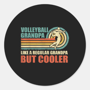 Mens Fun Volleyball Großvater wie ein regelmäßiger Runder Aufkleber