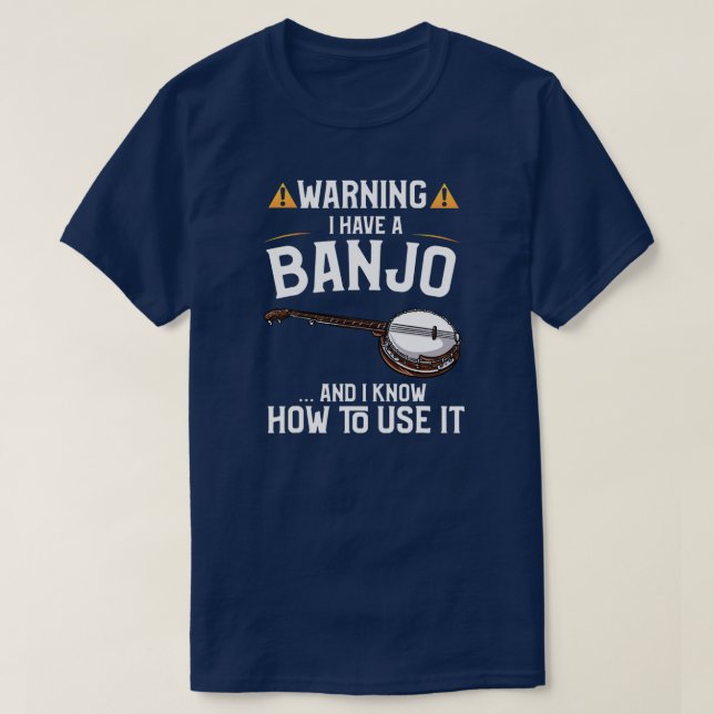 Mens Funny Banjo Player Geschenk Warnung ich LIEBE T-Shirt (Design vorne)