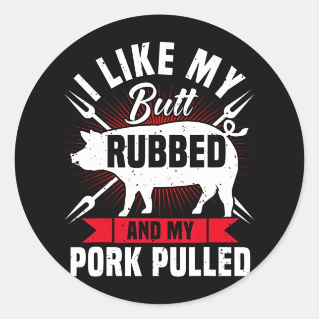 Mens Funny Bbq Grilling Pulled Pork  Runder Aufkleber (Vorderseite)