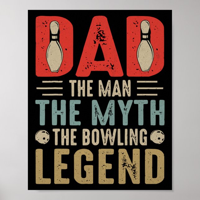 Mens Funny Bowler Vater Bowling Legend Vatertag Poster (Vorne)