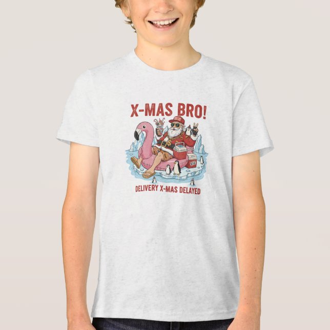 Men's Funny Bro Santa Delivery Delayed Full Zip Ho Tri-Blend Shirt (Vorderseite)