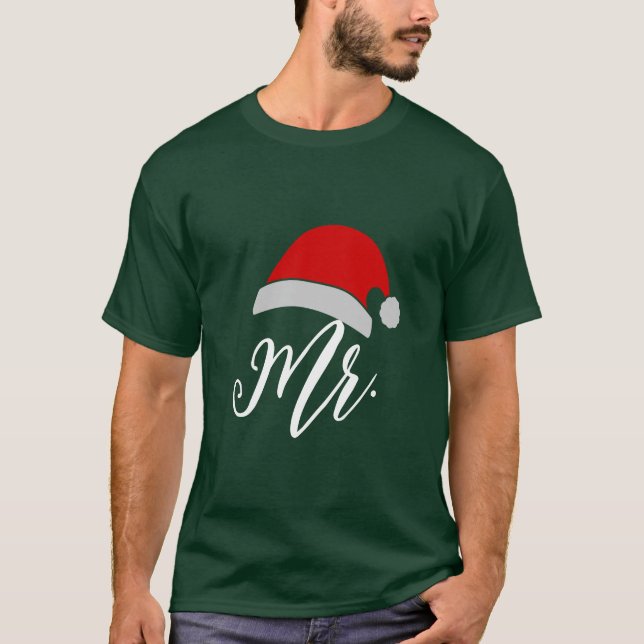 Mens Funny Christmas Couples Matching Mr. Weihnach T-Shirt (Vorderseite)