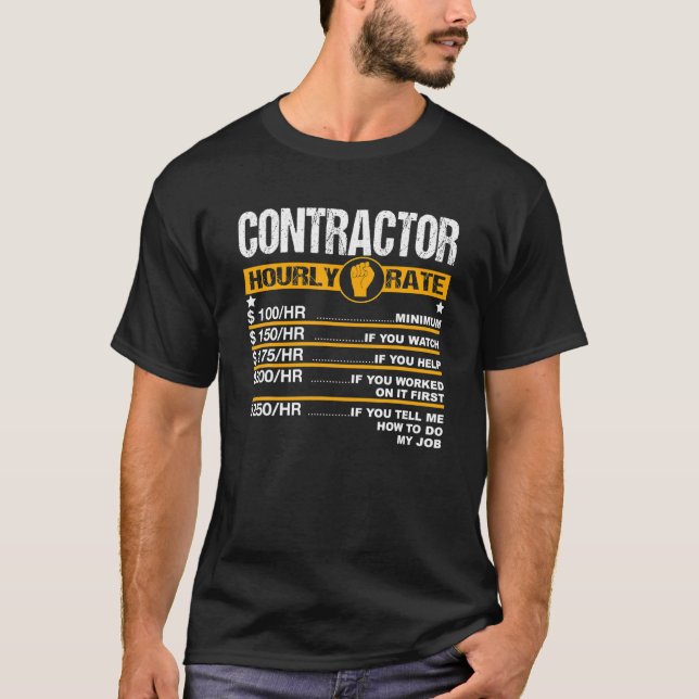 Mens Funny Contractor Stundensatz Handyman Labour T-Shirt (Vorderseite)