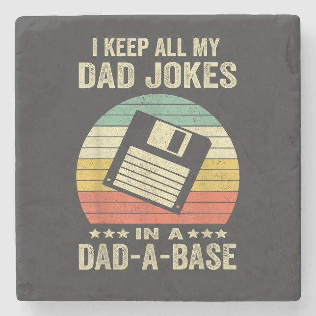 Mens Funny dad Jokes in dad-a-Base Steinuntersetzer (Vorderseite)