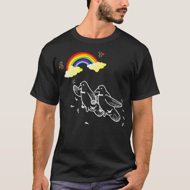 Mens Funny Gay Rainbow Birds LGBT Pride Parade T-Shirt (Vorderseite)