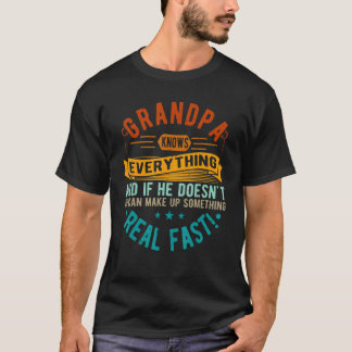 Mens Funny Grandpa weiß alles für Vaterschaft T-Shirt