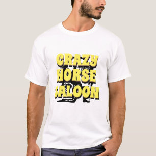 Mens Funny Graphic Novelty CRAZY HORSE SALOON T-Shirt