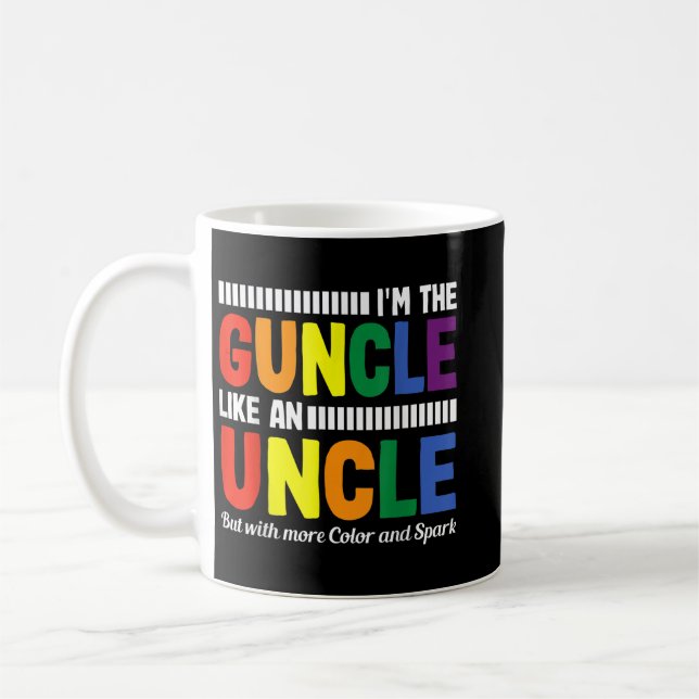 Mens Funny Guncle Gay Uncle Stolz Farbe Regenbogen Kaffeetasse (Links)