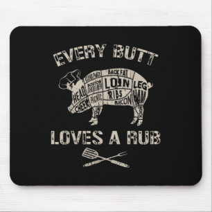 Mens Funny Hintern Lieben Rub Fleisch Grillen Rauc Mousepad