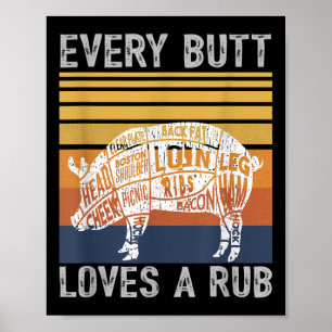 Mens Funny Hintern Lieben Rub Fleisch Grillen Rauc Poster
