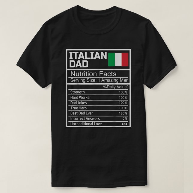 Mens Funny Italienischer Vater Ernährung Fakten Vä T-Shirt (Design vorne)