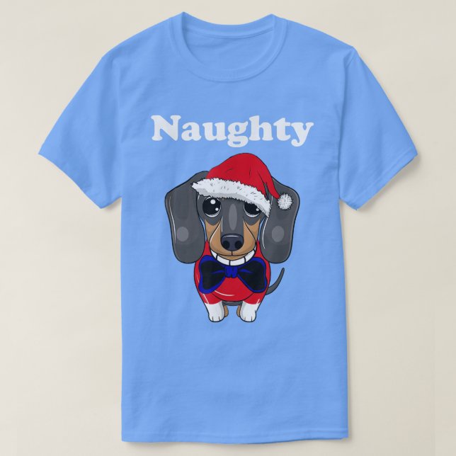 Mens Funny Naughty Christmas Dachshund Funny Wiene T-Shirt (Design vorne)
