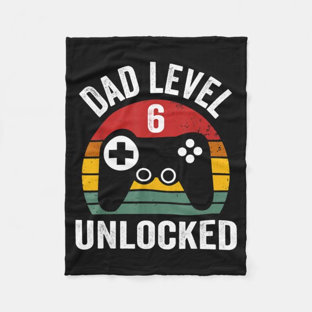 Mens Funny New Dad Shirt Dad Level 6 Unlocked For  Fleecedecke (Vorderseite)