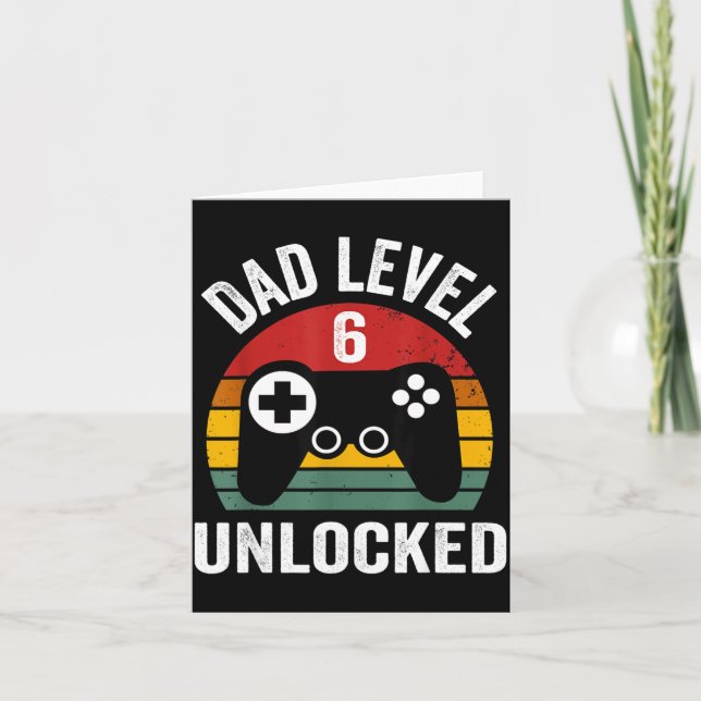 Mens Funny New Dad Shirt Dad Level 6 Unlocked For  Karte (Vorderseite)
