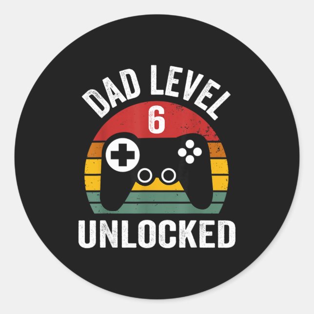 Mens Funny New Dad Shirt Dad Level 6 Unlocked For  Runder Aufkleber (Vorderseite)