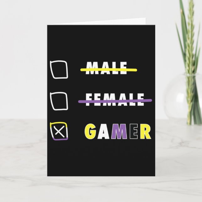 Mens Funny Nonbinary Gamer En  Karte (Vorderseite)