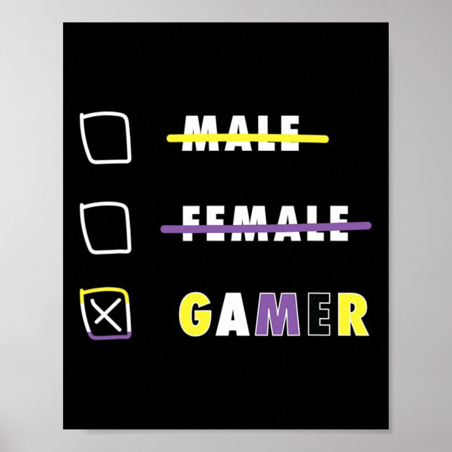 Mens Funny Nonbinary Gamer En  Poster (Vorne)