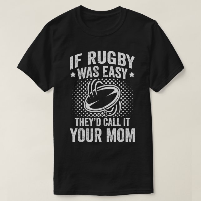 Mens Funny, ob Rugby Easy Rugby Player T-Shirt (Design vorne)
