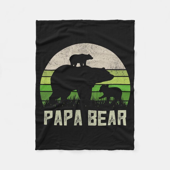 Mens Funny Opa Von den Großkindern Papa Bär 2 Fleecedecke (Vorderseite)