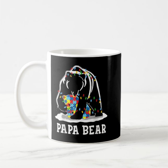 Mens Funny Papa Bären Autismus Bewusstsein Autismu Kaffeetasse (Links)
