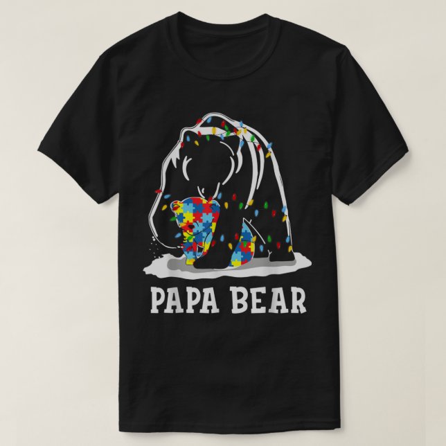 Mens Funny Papa Bären Autismus Bewusstsein Autismu T-Shirt (Design vorne)