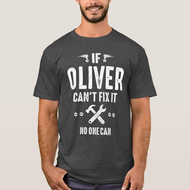 Mens Funny Personalisiert Name Oliver T-Shirt (Vorderseite)