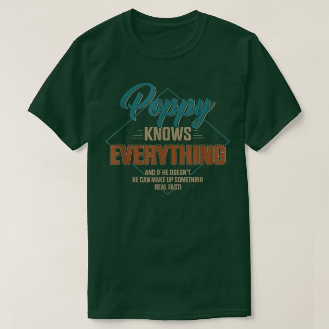 Mens Funny Poppy Knows Everything For Grandpa And  T-Shirt (Design vorne)