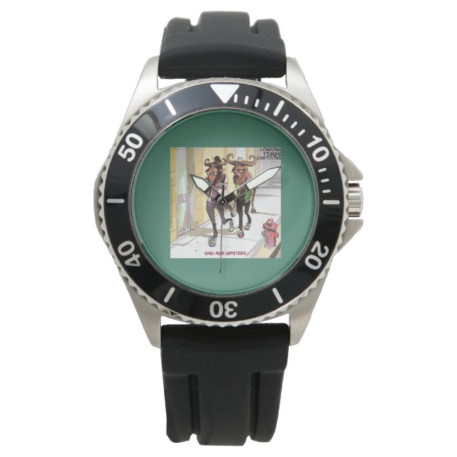 Mens Funny Rubber Gnu Age Hipster Watch Armbanduhr (Vorderseite)