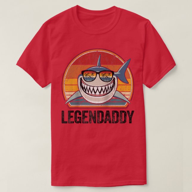 Mens Funny Shark T-Shirt Retro Legendaddy Vater Ge (Design vorne)