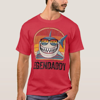 Mens Funny Shark T-Shirt Retro Legendaddy Vater Ge