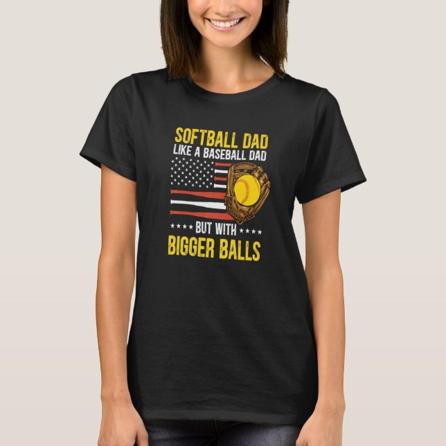 Mens Funny Softball Dad Like A Baseball Dad US Fla T-Shirt (Vorderseite)