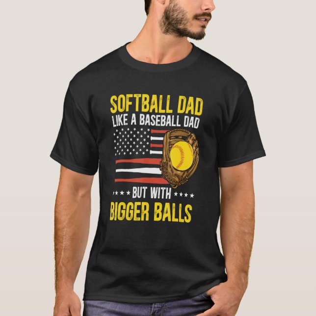 Mens Funny Softball Dad Like A Baseball Dad US Fla T-Shirt (Vorderseite)