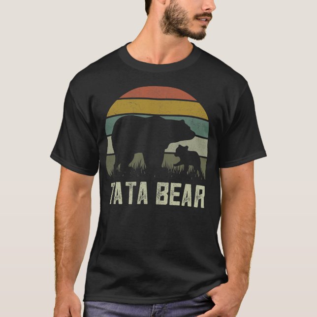 Mens Funny Tata Bear s Cub Kid Fathed Day Indianer T-Shirt (Vorderseite)