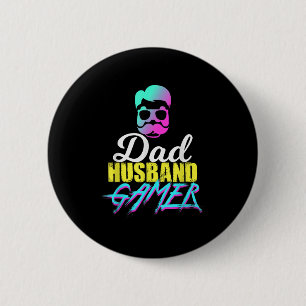 Mens Funny Vater Husband Gamer Quote Button