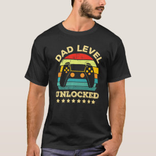 Mens Funny Vintag New Dad Vatertag Vater Level T-Shirt