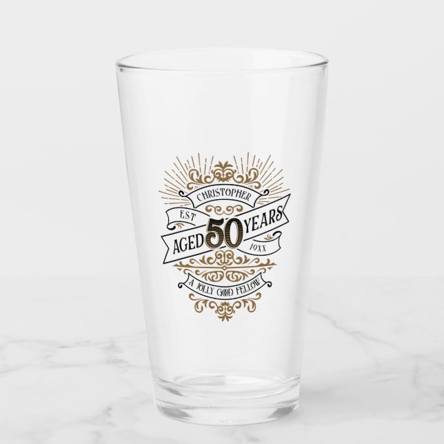 Mens Funny Whiskey 50. Geburtstag Glas (Vorderseite)