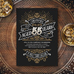 Mens Funny Whiskey 55. Geburtstag Einladung<br><div class="desc">Feiern Sie die großen 5-5 mit Stil und Spaß mit diesem Vintagen Whiskey Label-inspiriert Geburtstagsdesign. Die Typografie in Schwarz, Gold und Weiß ist verziert und elegant und verleiht ihr ein klassisches Retro-Vintages Ambiente. Ideal für den Mann (oder die Frau!) in Ihrem Leben, der ihre Lieben, Spirituosen, Bourbon und andere alkoholische...</div>