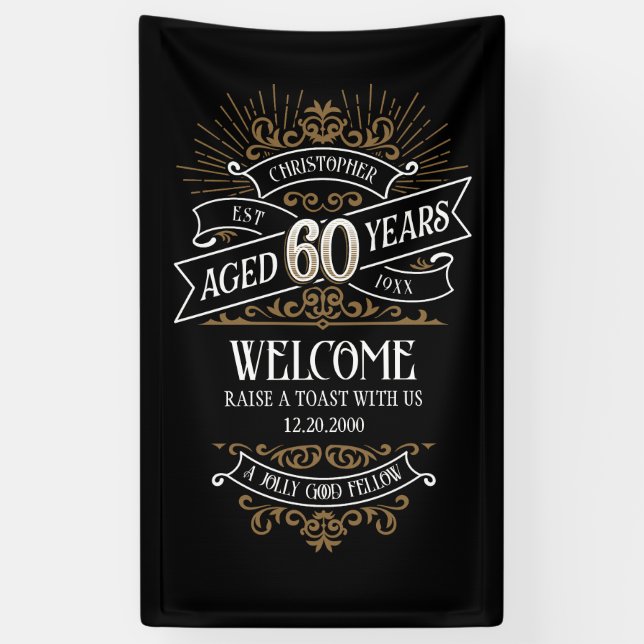Mens Funny Whiskey 60. Geburtstag Banner (Vertikal)