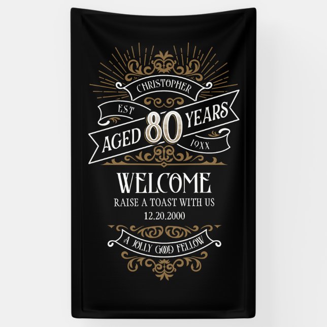 Mens Funny Whiskey 80. Geburtstag Banner (Vertikal)