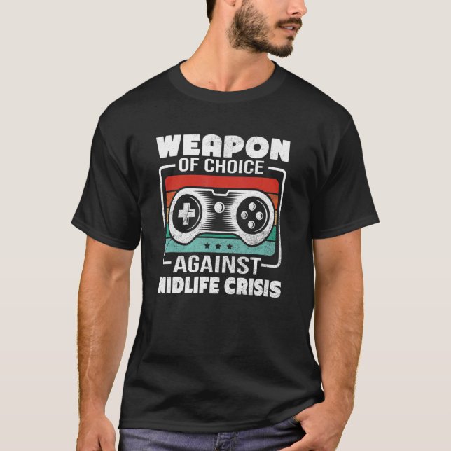 Mens Gamer in Midlife Crisis spielen Videogames T-Shirt (Vorderseite)
