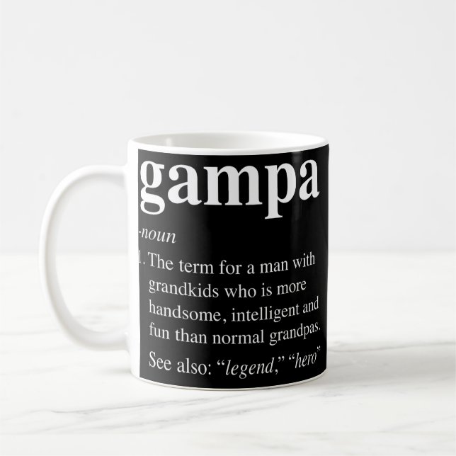 Mens Gampa Definition Funny Noun Grandpa definiert Kaffeetasse (Links)