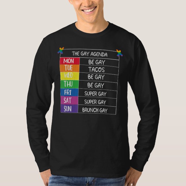 Mens Gay Agenda Lgbtq Pride Monat Unterstützung G T-Shirt (Vorderseite)
