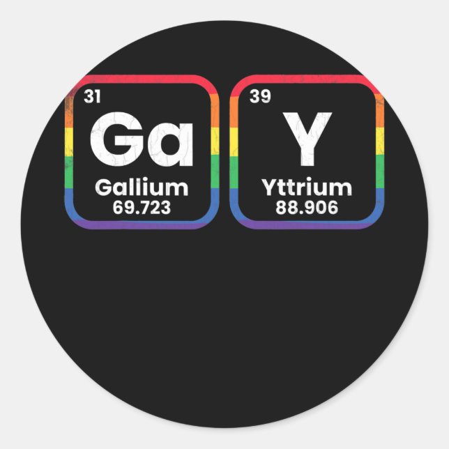 Mens Gay Periodic Table Funny LGBTQ Gay Pride Runder Aufkleber (Vorderseite)