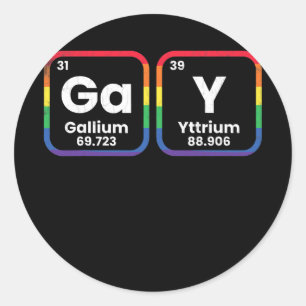 Mens Gay Periodic Table Funny LGBTQ Gay Pride Runder Aufkleber