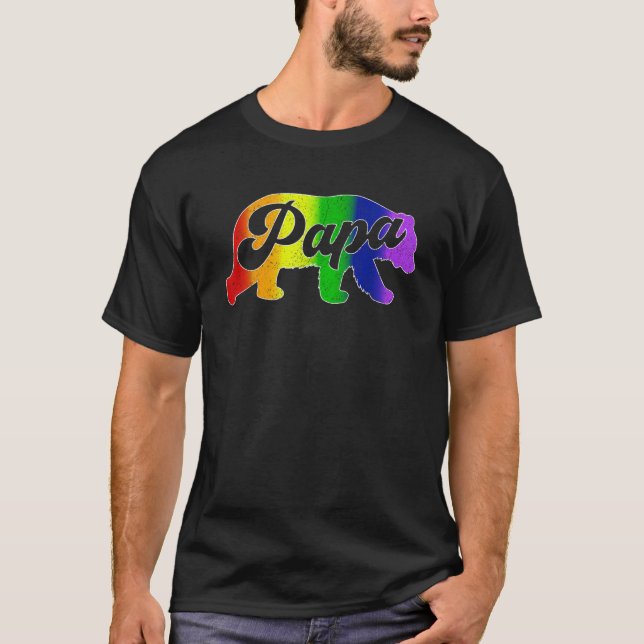 Mens Gay Vater LGBT Pride Rainbow Papa Bärenvater T-Shirt (Vorderseite)