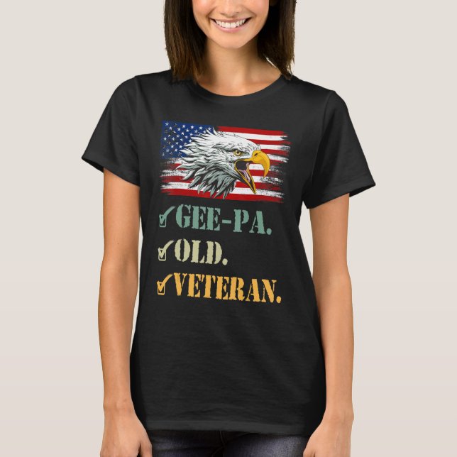 Mens Gee Pa Old Veteran American Eagle Flag Cool m T-Shirt (Vorderseite)