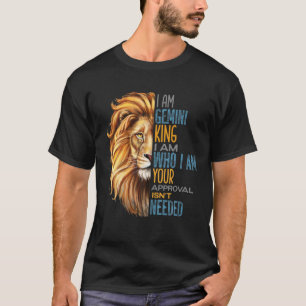 Mens Gemini King Zodiac Astrologie Geburtstag Lion T-Shirt