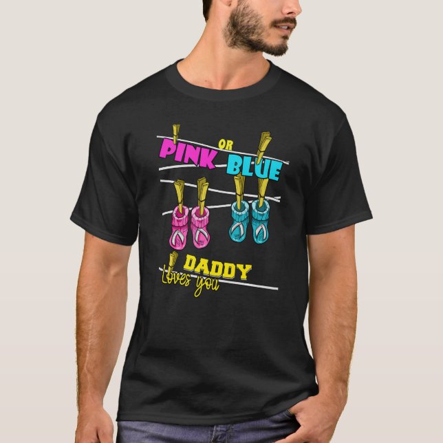 Mens Gender Reveal Party Baby Shower Daddy Pinknes T-Shirt (Vorderseite)