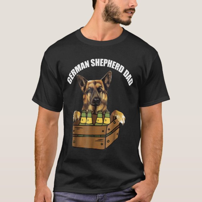 Mens German Shepherd Vater Beer Drink Dog Vater T-Shirt (Vorderseite)